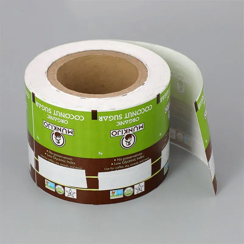 Toptan kraft kağıt özel logo baskılı renkli pe kaplamalı kağıt ham malzeme rulosu şeker gıda ambalaj için