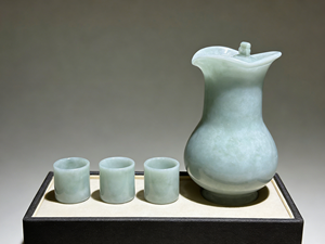 طقم شاي من اليشم الطبيعي، إبريق وأكواب شاي مصغرة منحوتة يدويًا، ديكور أنيق لحفل الشاي الصيني، صنع في الصين - Product Image 6