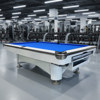 Fabrikpreis Amerikanischer 8ft 9ft Schiefer-Billardtisch für 9-Ball, Weißer Billardtisch mit Massivholzrahmen aus Eiche und Schiefer-Nivelliersystem