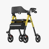 Déambulateur pliable léger en alliage d'aluminium avec siège réglable en hauteur, aide à la mobilité pour personnes âgées, fabricant OEM