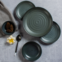 Service de table vert mat rustique, vaisselle personnalisée, assiettes, bols, ensemble de plats en céramique, vaisselle pour restaurant
