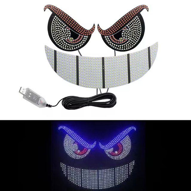 5V Winking Eyes Front Rear Window USB Display Panel for Car Trucks Devil Eye Lights Accessory