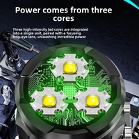 Senter LED Mini Portabel Luar Ruangan Super Terang Dapat Diisi Ulang Tiga Mata Lampu Kuat Sumber Cahaya Perlindungan IPx4 Pengisian Daya Tipe-C 3W