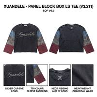 Sweat-shirt personnalisé à imprimé numérique délavé à l'acide, manches patchwork rétro, couleur contrastante, pull streetwear épais pour homme, vente en gros
