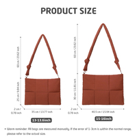 Housse matelassée pour ordinateur portable en nylon couleur sienne brûlée pour femme, 13, 14, 15,6, 16 pouces, sac à bandoulière avec sangle, logo personnalisé, faible MOQ