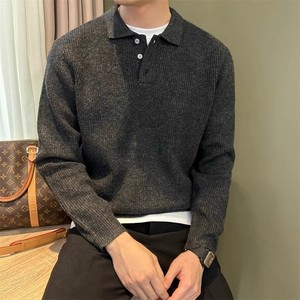 Sonbahar kış High-End kazak üst erkekler kadınlar için tembel tarzı Polo yaka düğmesi kalın örgü kış kazak ön iç tabaka - Product Image 4