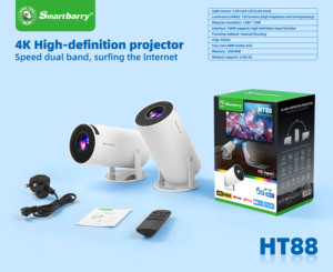 Proyector HT88 con Soporte, Proyector de Video FHD Inalámbrico WiFi, Proyector de Cine en Casa Portátil con Altavoz Integrado para Películas al Aire Libre - Product Image 3