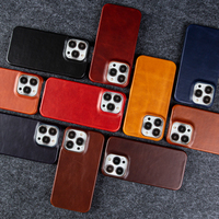 Étui pour iPhone 11 12 13 14 Pro Max en cuir véritable, motif en cuir ciré, étui pour iPhone en cuir véritable