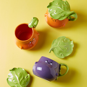 Caneca de Cerâmica em Forma de Berinjela e Caqui com Tampa, Produto Criativo Novo, Categoria de Produtos: Canecas de Cerâmica - Product Image 6