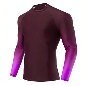 Camiseta Deportiva de Compresión para Hombre, Manga Larga, Protección UV, Color Verde Degradado, Transpirable, Secado Rápido, con Logotipo Personalizado - Product Image 3