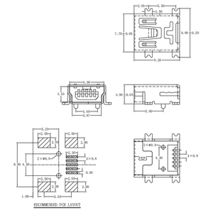 Connecteur de récepteur à angle droit, support à Surface horizontale Type B, <span class=keywords><strong>MINI</strong></span> <span class=keywords><strong>USB</strong></span> 2.0, prise <span class=keywords><strong>Jack</strong></span> 5 broches, prise <span class=keywords><strong>Micro</strong></span> <span class=keywords><strong>USB</strong></span>, - Product Image 3