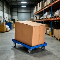 Chariot de manutention robuste en acier OEM 200 kg avec plateau en plastique 680x480mm et roues en caoutchouc silencieuses de 3 pouces pour entrepôt