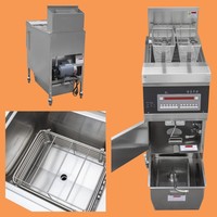 Friteuse à gaz commerciale de style KFC américain en acier inoxydable, homologuée CE, à un réservoir et deux paniers, avec filtration d'huile