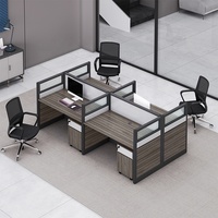 2 Person L Shaped Cubicles Full Board and Half Glass Partition Privacy L-Shaped Workstations Powered Cubicles with Storage