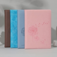 Carnet A5 en cuir PU gaufré pissenlit, ligné, 140 feuilles, 6 couleurs, journal de bureau, papeterie, vente en gros