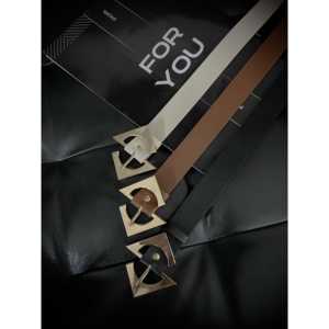 Cinturón de Mujer con Hebilla de Aleación Dorada de Diseño, Cinturón Casual de Tela, Talla Estándar - Product Image 1