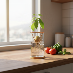 Support pour Micro-légumes en Fibre Végétale – Base Moderne et Légère pour Semis d'<span class=keywords><strong>Avocat</strong></span> en Verre – Écologique et Durable pour l'Intérieur - Product Image 3