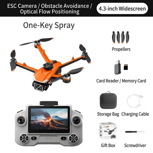 YL09 RC Drone Spray Remote Control Intelligent Obstacle Avoidance Brushless Quadcopter with HD Screen Controller  for Beginners