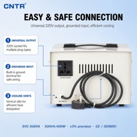 Régulateur de tension automatique servo CNTR SVC-500VA monophasé 220V AC avec écran LCD AVR pour appareils électroménagers et de bureau