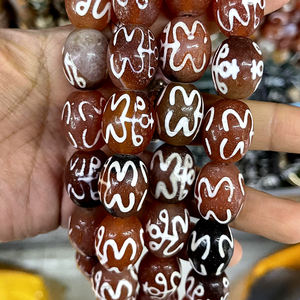 宝石用宝石用宝石用宝石用,丸い形の宝石用宝石用天然チベットのアゲイトDziビーズ - Product Image 1