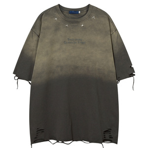 <span class=keywords><strong>Camiseta</strong></span> Oversize para Hombre de Algodón Pesado con Lavado Ácido, Estilo Vintage Desgastado, <span class=keywords><strong>Camiseta</strong></span> Oversize de Streetwear para Hombre - Product Image 1