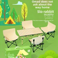 Ensemble table et chaises pliantes de camping - Table carrée portable d'extérieur au design raffiné pour pique-nique et camping
