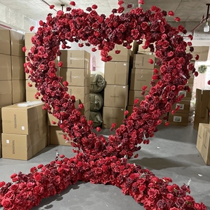 Romantic 5D Pink Red Rose Heart-Shaped Floral Wall <strong>Arch</strong> Burgundy Cloth Floral <strong>Wedding</strong> <strong>Arch</strong> Love Heart Artificial Flower <strong>Arch</strong> - Product Image 4