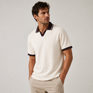 Polo de Punto Personalizado con Logotipo para Hombre, Spandex/Poliéster, Manga Corta, Color Sólido, Diseño Bordado en la Parte Delantera, OEM ODM, Estilo Casual - Product Image 2