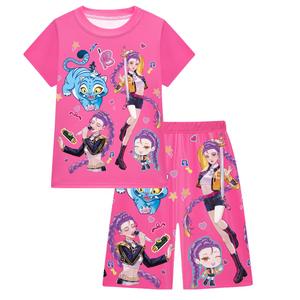 เสื้อการ์ตูน K-Pop Kpop Demon Hunters ชุดกีฬาสองชิ้น ชุดนอนน่ารัก สบายๆ ระบายอากาศได้ดี เนื้อผ้านุ่ม ชุดนอนใส่สบายๆ ชุดอยู่บ้าน - Product Image 2