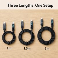 Câble USB-C vers USB-C USB4 240W avec affichage intelligent, 40 Gbps, 8K 60Hz, PD 3.1 EPR, charge rapide, cordon tressé en nylon pour ordinateur portable, téléphone, tablette
