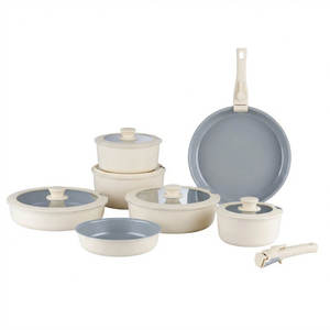 E-Top Ensemble de 14 pièces d'ustensiles de cuisson forgés sur mesure en aluminium, comprenant des marmites, des casseroles, des poêles et des sauteuses, compatible induction et résistant au four - Product Image 1