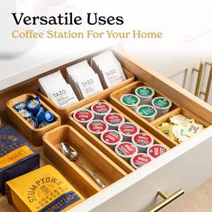 Ensemble d'organisateurs de tiroirs de cuisine en bambou personnalisés, boîte de rangement multi-usages pour salle de bain, bijoux, couverts, couteaux, épices, serviettes, plateau pour tiroir à déblais - Product Image 4