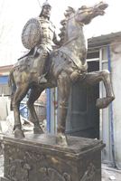 Décoration de jardin moderne en laiton antique, sculpture de bronze grandeur nature homme à cheval, statue animale en bronze, moulage artisanal