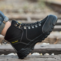 Bottes de sécurité DianSen DS-61 pour hommes, chaussures en cuir microfibre, anti-perforation, embout en acier, chaussures de travail, chaussures de sécurité noires, personnalisables