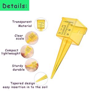 เกจวัดปริมาณน้ำฝนแบบโปร่งใสสีเหลือง เกจวัดปริมาณน้ำฝนแบบพกพาขนาดกะทัดรัดสำหรับการวัดปริมาณน้ำฝนในสวนสนามหญ้า - Product Image 3