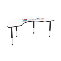 Meubles scolaires en gros d'usine, table d'activités pour enfants en bois en forme de rein, réglable en hauteur, table et chaise pour élèves