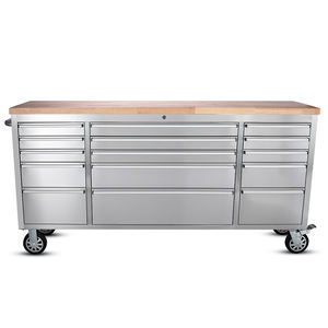 Рабочий верстак из нержавеющей стали длиной 72 дюйма с 15 ящиками и защитой от отпечатков пальцев - Product Image 1