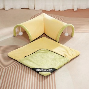 DeepSleep <b>Cat</b> <b>Tunnel</b> Bed Yellow Fluffy Warm Pet Bed For <b>Cats</b> Play And Sleep - Product Image 4