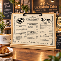 Porte-menu en bois avec clip métallique, support en bois pour affichage de menu, cadre pour menu de table de café, restaurant, bar