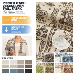 Tissu mélangé en rouleaux de créateur double couche en sergé de lyocell, viscose et lin imprimé de qualité supérieure pour chemises, vente en gros - Product Image 1