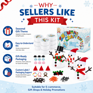 Kit de Manualidades de Muñeco de Nieve Navideño al por Mayor, Paquete de 9, Arcilla de Secado al Aire, Haz tu Propio Muñeco de Nieve, Regalos para Calcetines Navideños, Certificado por CPSIA, ASTM y CE - Product Image 6