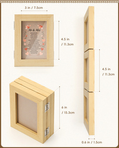 Cadre photo triple panneau en bois naturel pliable, design rectangulaire minimaliste, pour affichage sur table - Product Image 5