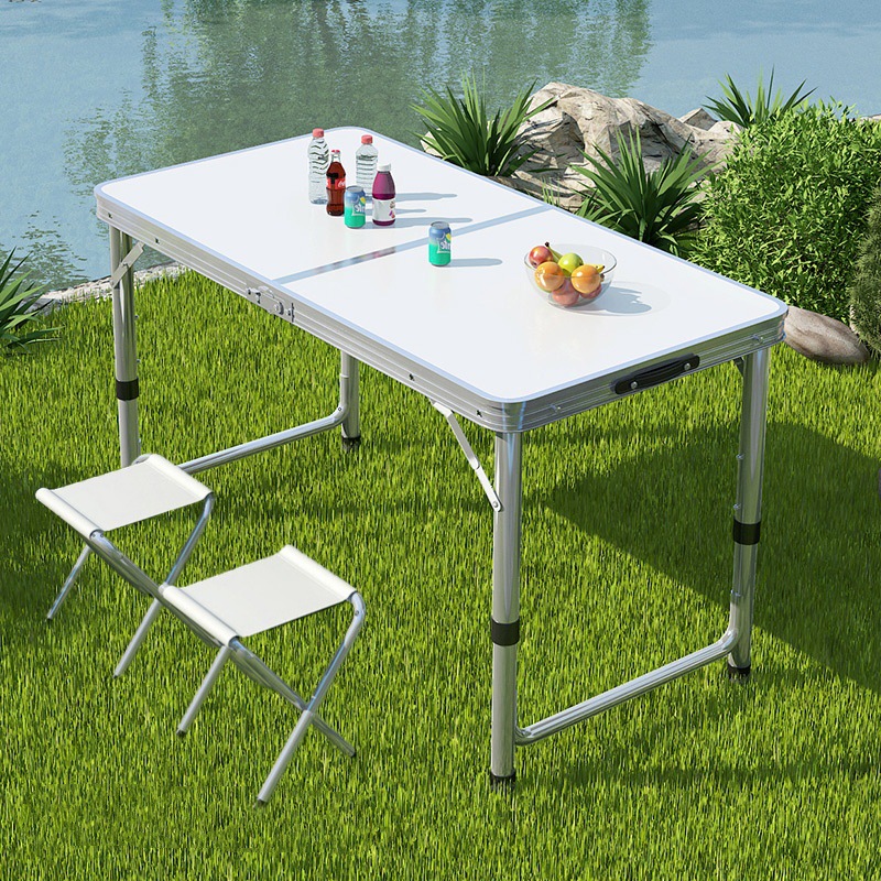 Modern Portable Metal Folding Table Stainless Steel and Aluminum for Bedroom Beach Hiking and Camping Outdoor Furniture