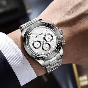 Wholesale men's watches multi-functional luminous <b>waterproof</b> quartz business <b>wristwatch</b> with steel strap - Product Image 3