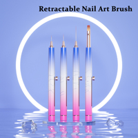 Nouveau Design Nail Art Manucure Set 4 pcs + 16 Tips Nylon/Kolinsky Hair Rose Bleu Dégradé Rétractable Manche En Plastique Brosse À Ongles
