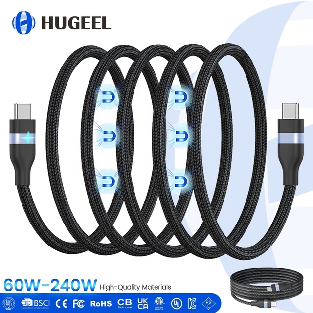 HUGEEL 240W Magnetic Type C Cable PD Fast Charging USB C Cable With Data Cables for Phone Tablet Laptop Charging Charger Kit