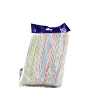 100 pièces/sac Pailles en plastique flexibles jetables en PP rayées vertes, jaunes, bleues, rouges et blanches pour boissons