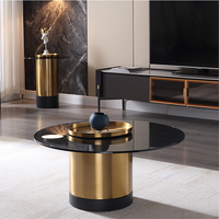 Ensemble de table basse en verre avec cadre en acier inoxydable de style nordique, table de café pour salon
