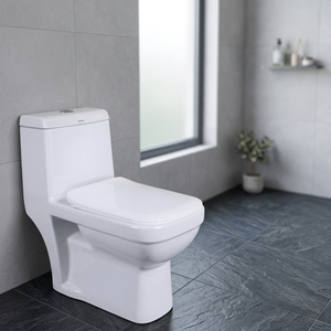 CE Certified European Ceramic One Piece WC Square Dual Flush P <b>Trap</b> Floor Mounted Water Closet Toilet - Product Image 1