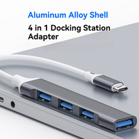Multiport USB 3.0/2.0 4-in-1 adaptor Aloi aluminium 4 port USB 3.0 untuk Macbook Laptop komputer Transfer Data tersedia